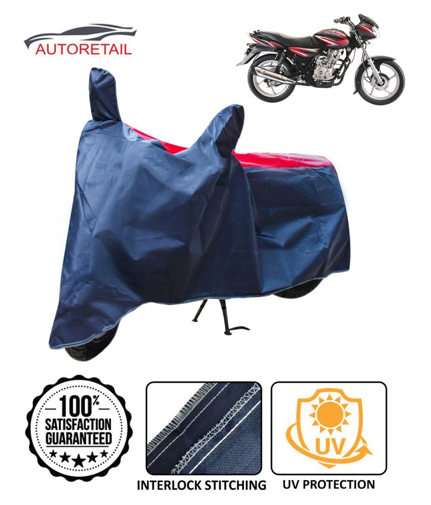     			Autoretail Dust Proof Two Wheeler Polyster Cover With (Mirror Pocket) for Bajaj Discover 100T with Buckle Lock (Red & Blue)