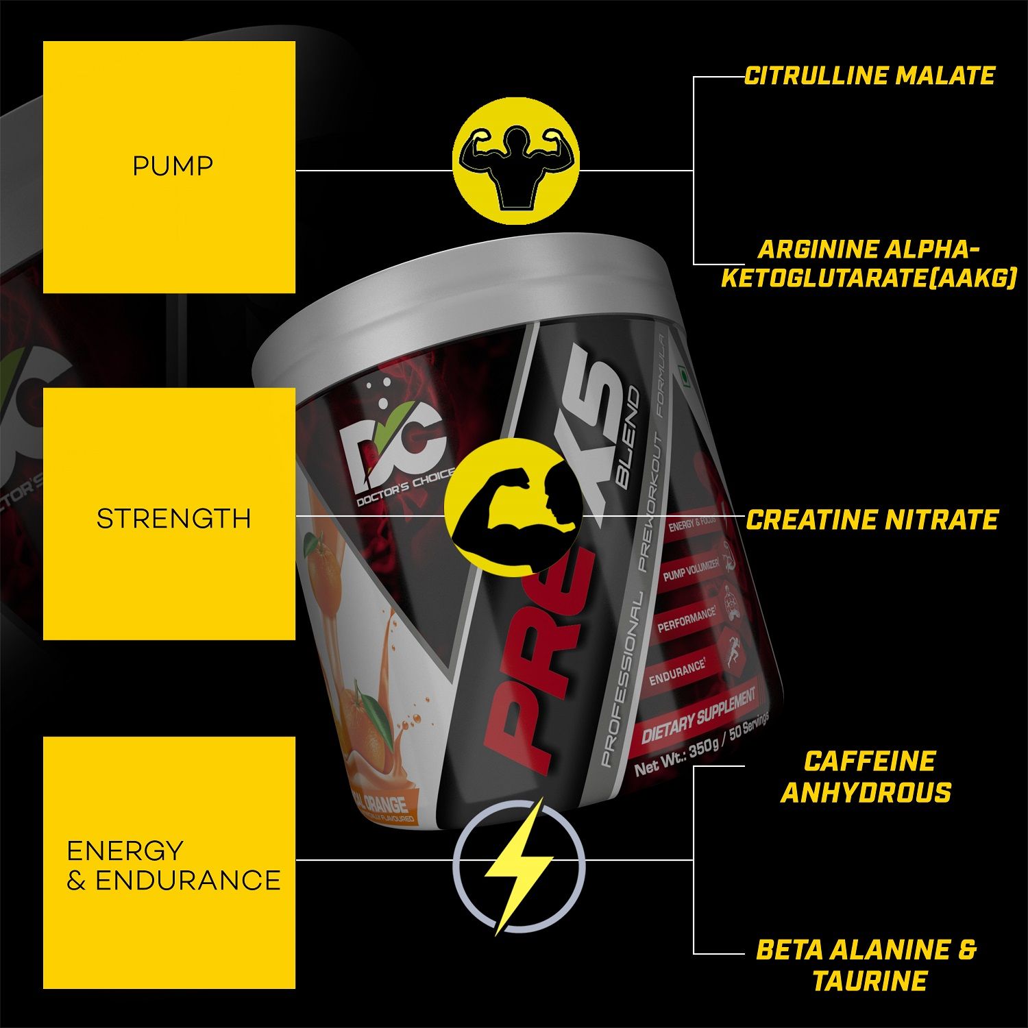 DOCTOR'S CHOICE PRE X5 Blend Advanced Pre Workout 350 gm Buy DOCTOR'S