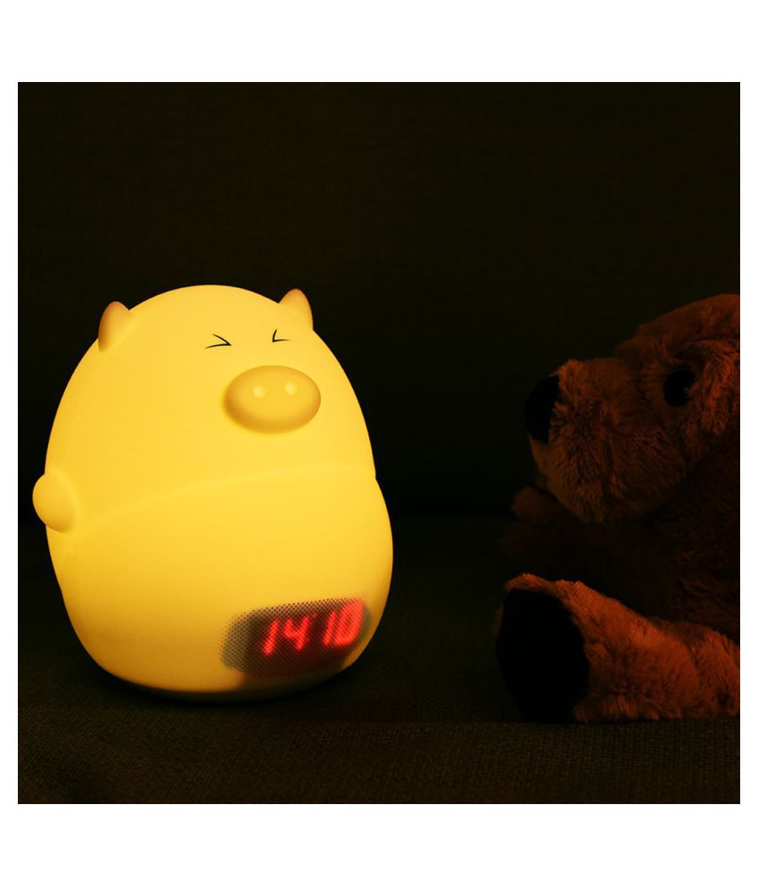 Lovely Cute Pig Usb Night Light Bedroom Decor Mini Led Alarm