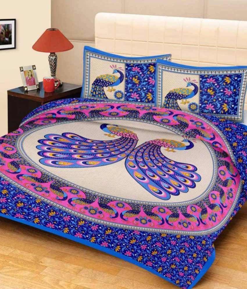     			TOP ONE Cotton Double Bedsheet with 2 Pillow Covers