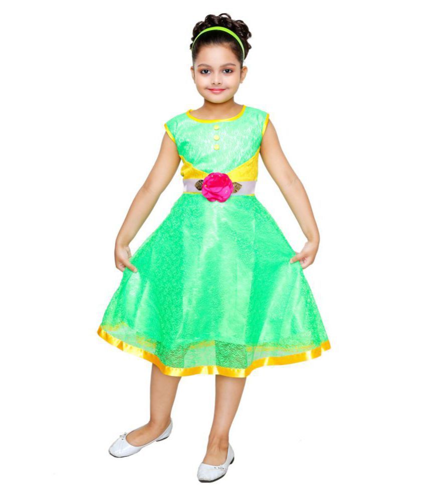     			DEBDESHIK Party Wear Net Frock For Girls