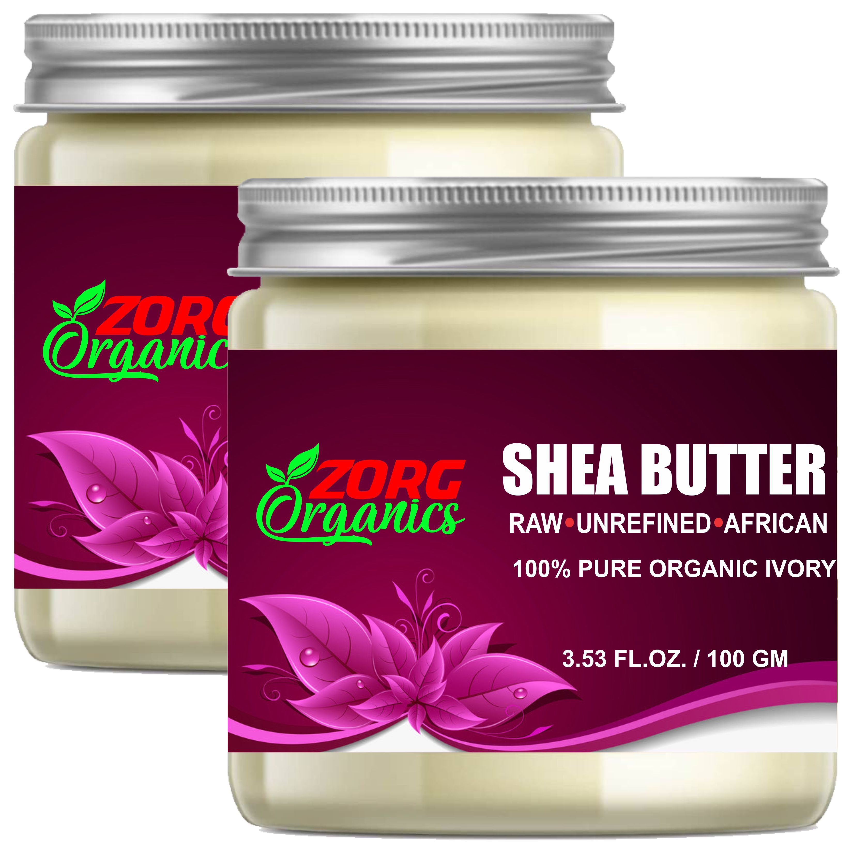     			Zorg Organics 100% Pure Ivory African Shea Butter Raw Great For Face,Skin,Body,Lips Moisturizer 200 ml Pack of 2