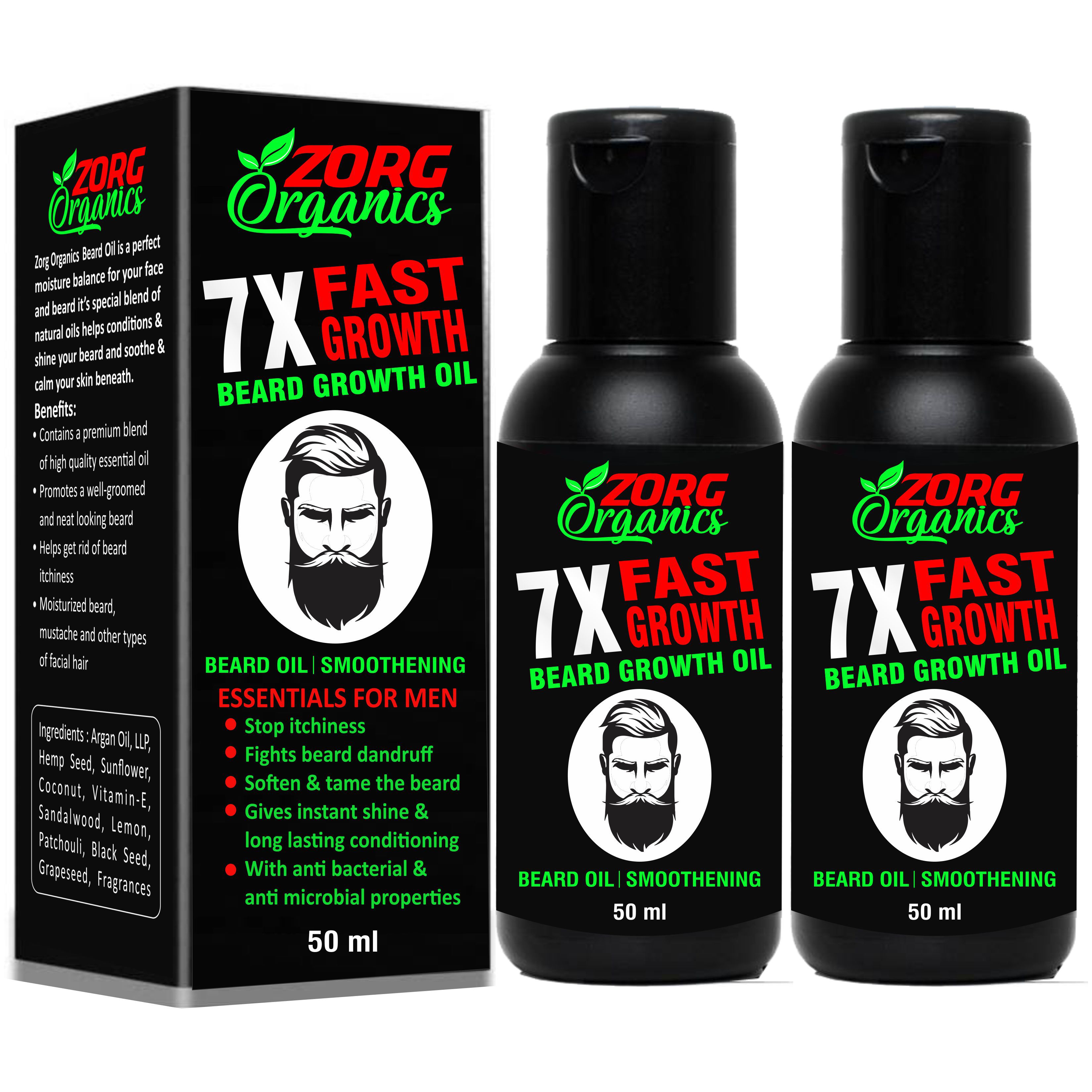     			Zorg Organics 7X Growth Beard Oil Hair Oil 100 ml Pack of 2