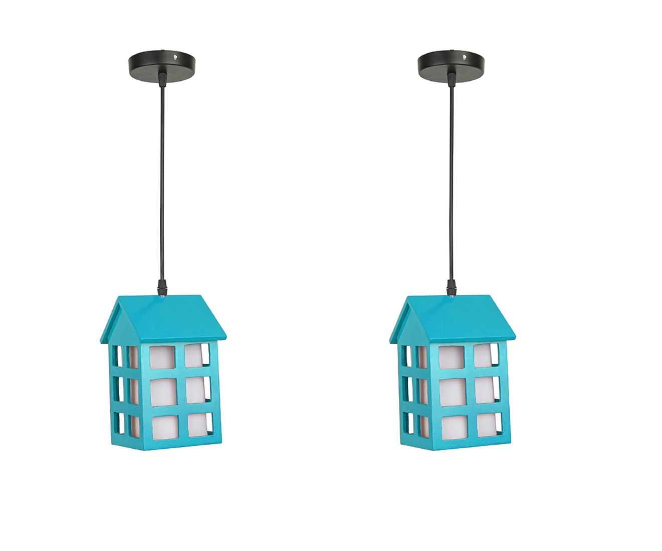     			Somil Wood Hanging Lamp Pendant Blue - Pack of 2