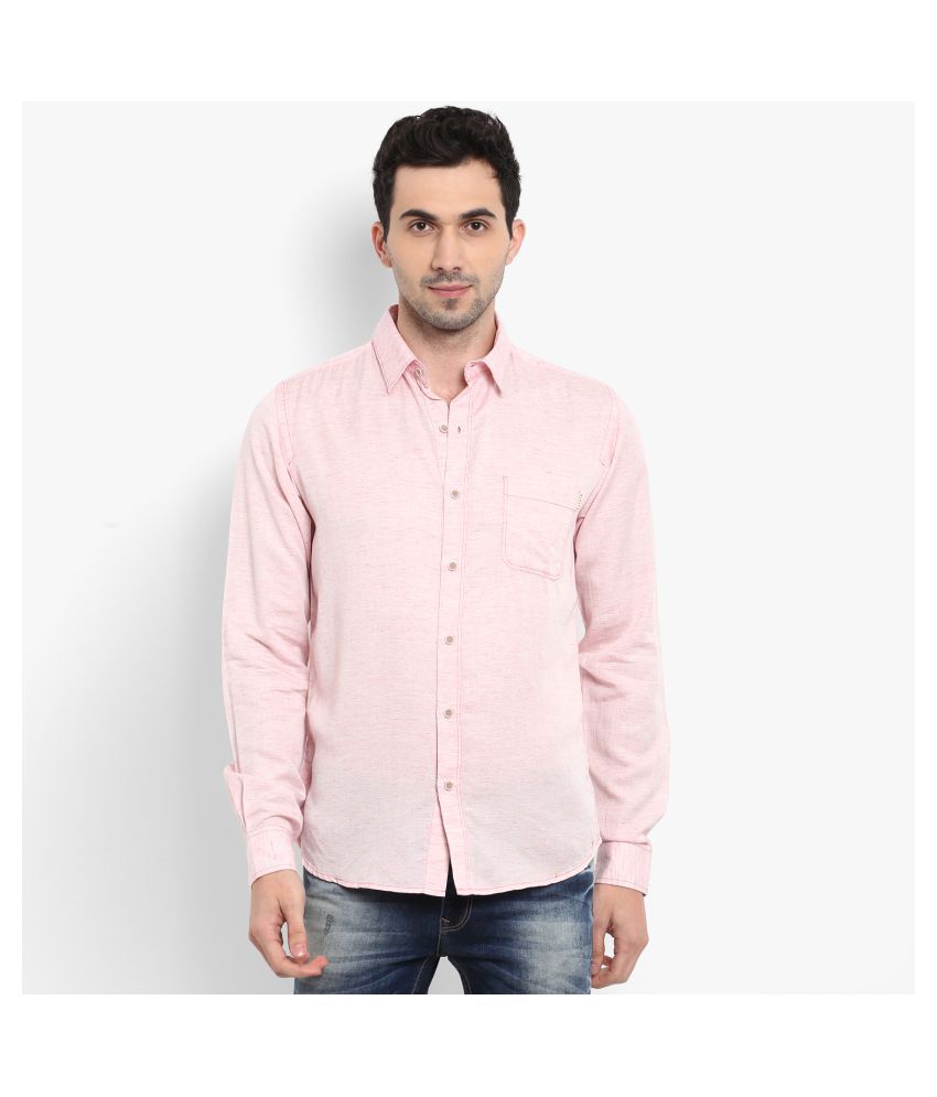 Mufti Cotton Blend Pink Solids Shirt - Buy Mufti Cotton Blend Pink ...