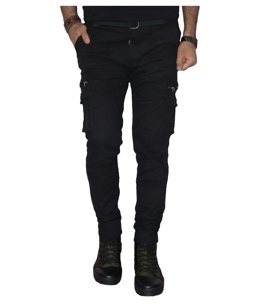 low rise black cargos