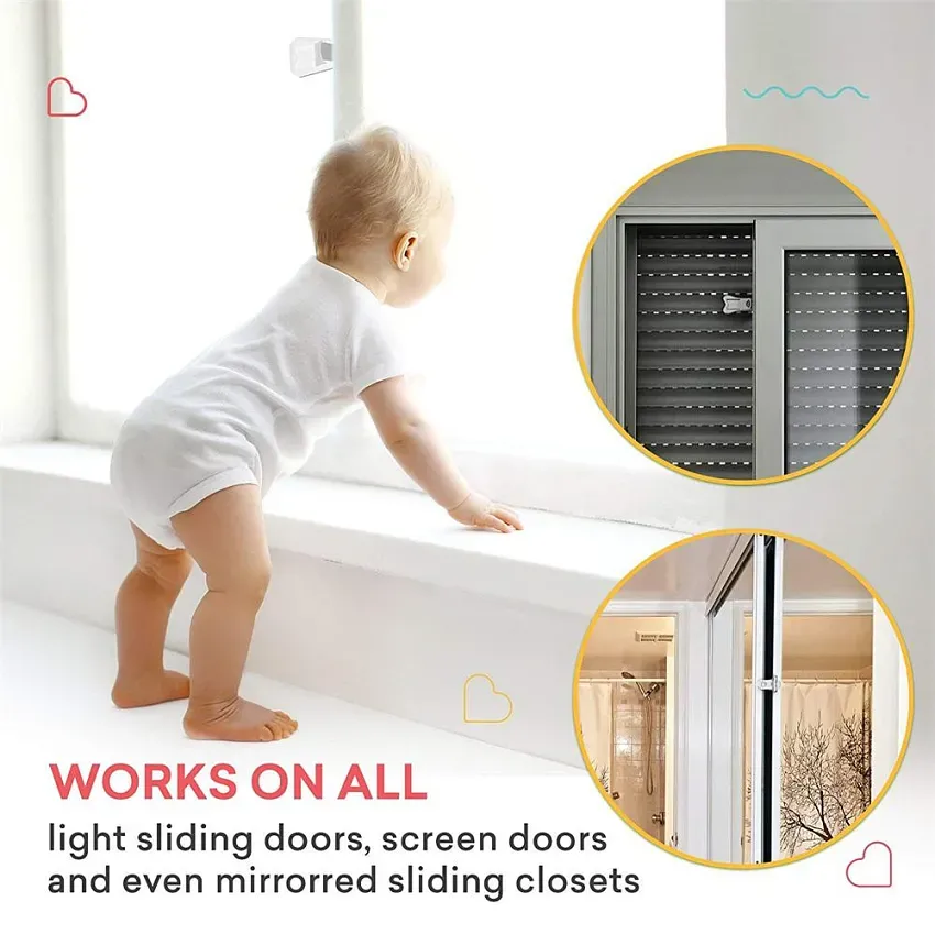 Sliding Door Lock for Child Safety Baby Proof Doors & Closets