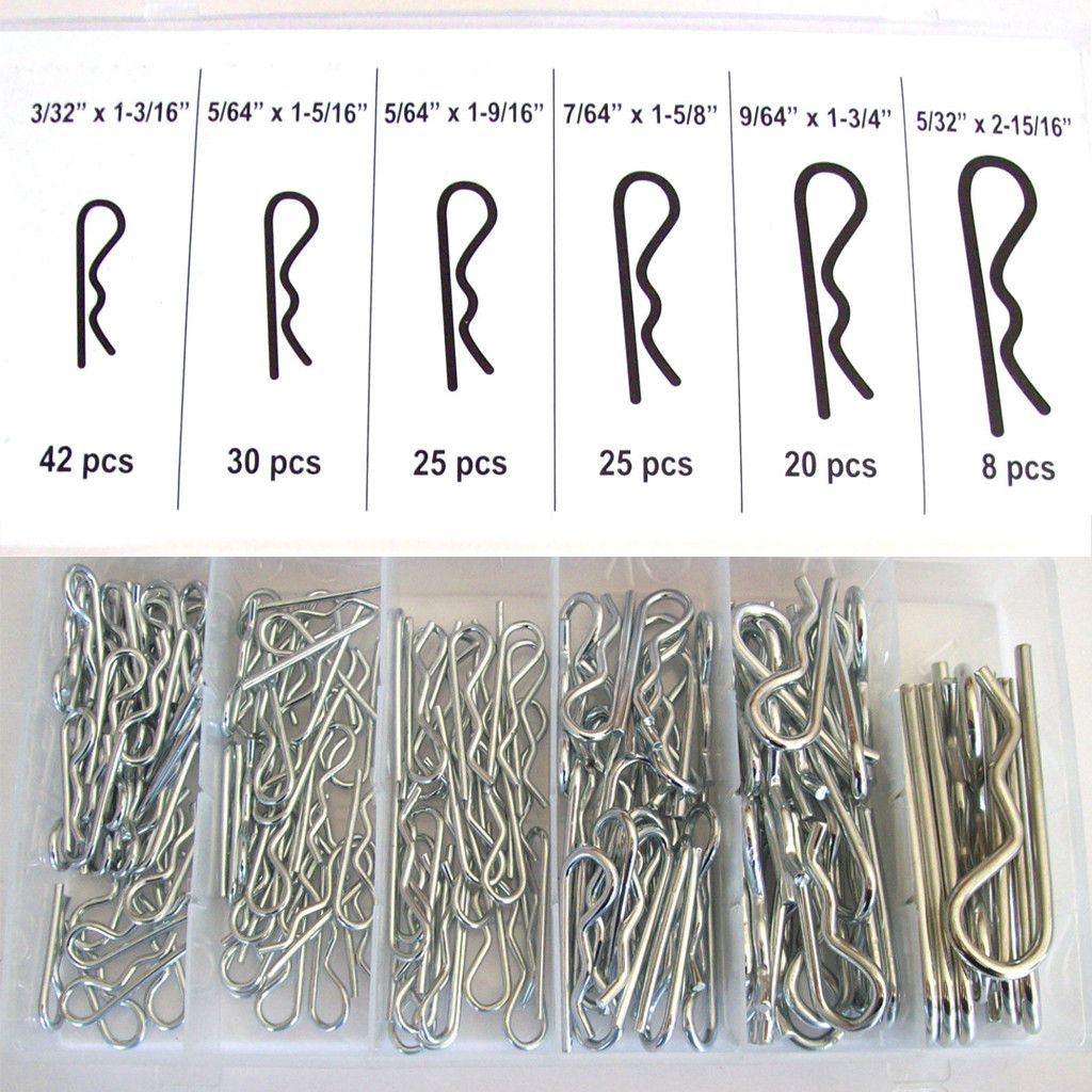 150 PC MECHANICAL HITCH HAIR R Cotter PIN TRACTOR CLIP ASSORTMENT with Case 