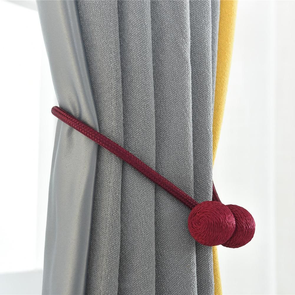 2pcs Magnet Curtain Tiebacks Braided Ball Drapery Holdback Clip