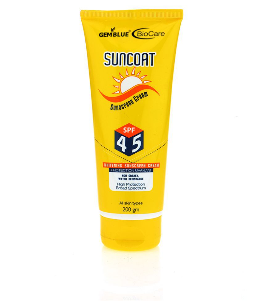 gemblue biocare Suncoat Sunscreen Cream SPF 45 PA++ Medium 200 mL Pack ...