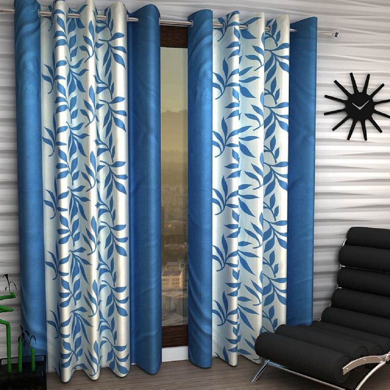     			Tanishka Fabs Semi-Transparent Curtain 5 ft ( Pack of 2 ) - Aqua