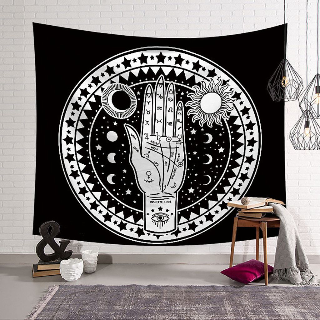 Psychedelic Moon and Sun Wall Hanging Beach Towel Art Tapestry Dorm Home Decor Y 