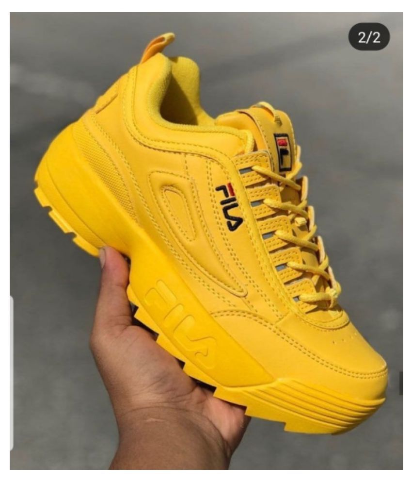 yellow sports shoes fila