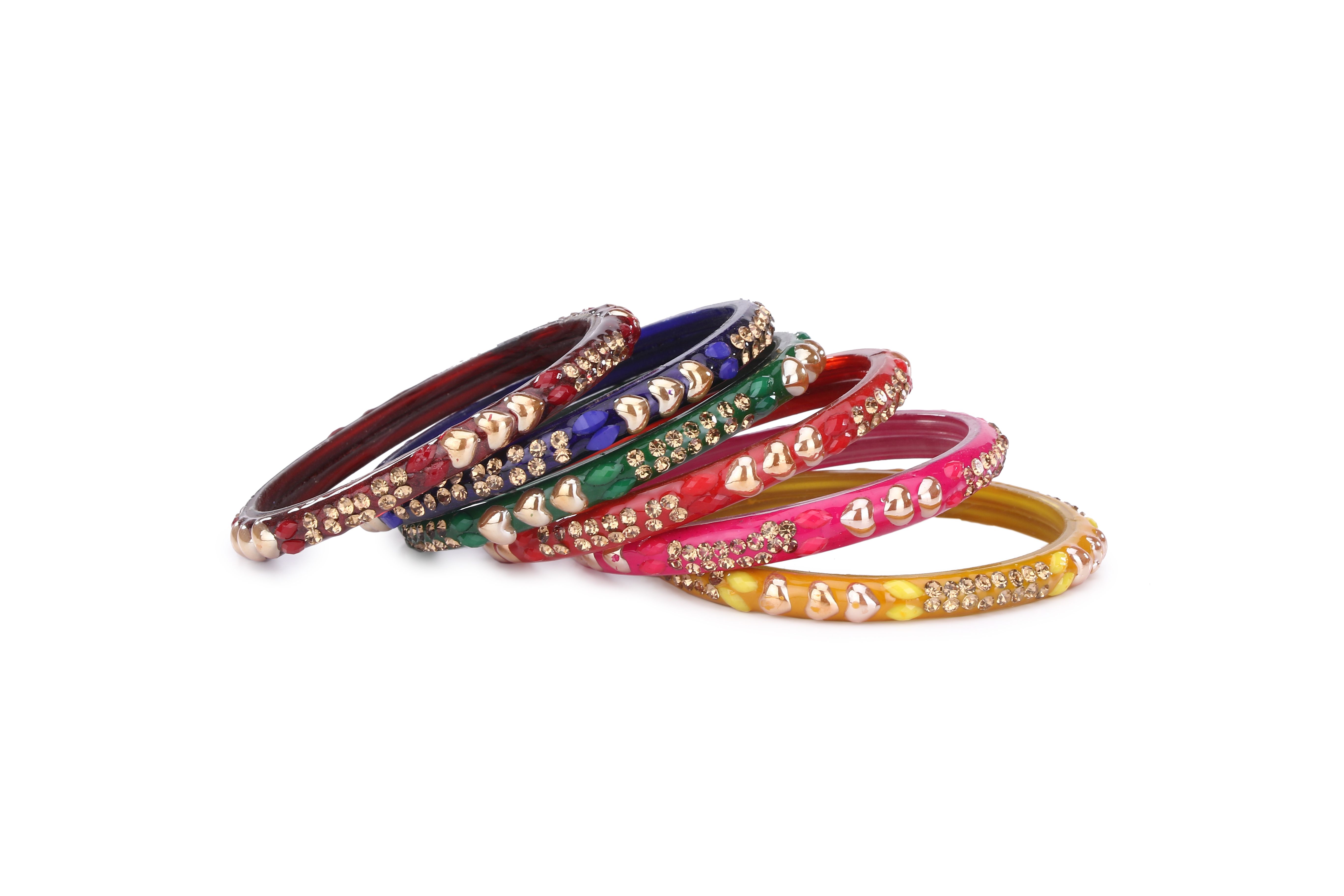 Party Glass Bangle Set Ornamented With Beads For Spaical Look (Pack Of