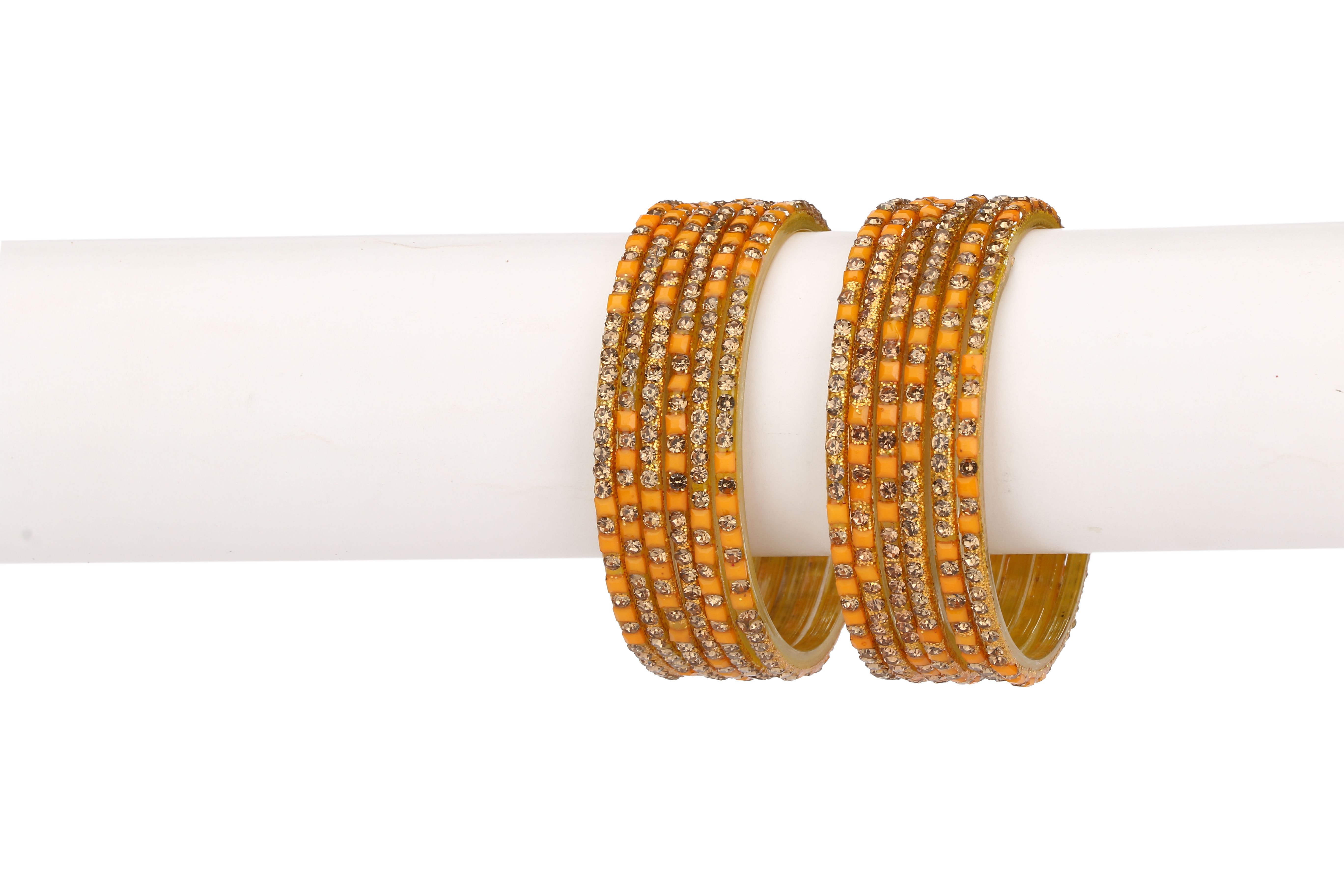 Party Glass Bangle Set Ornamented With Beads For Spaical Look (Pack Of