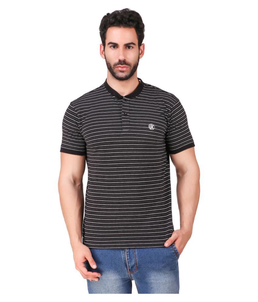     			URBAN COP Cotton Black Striper T-Shirt