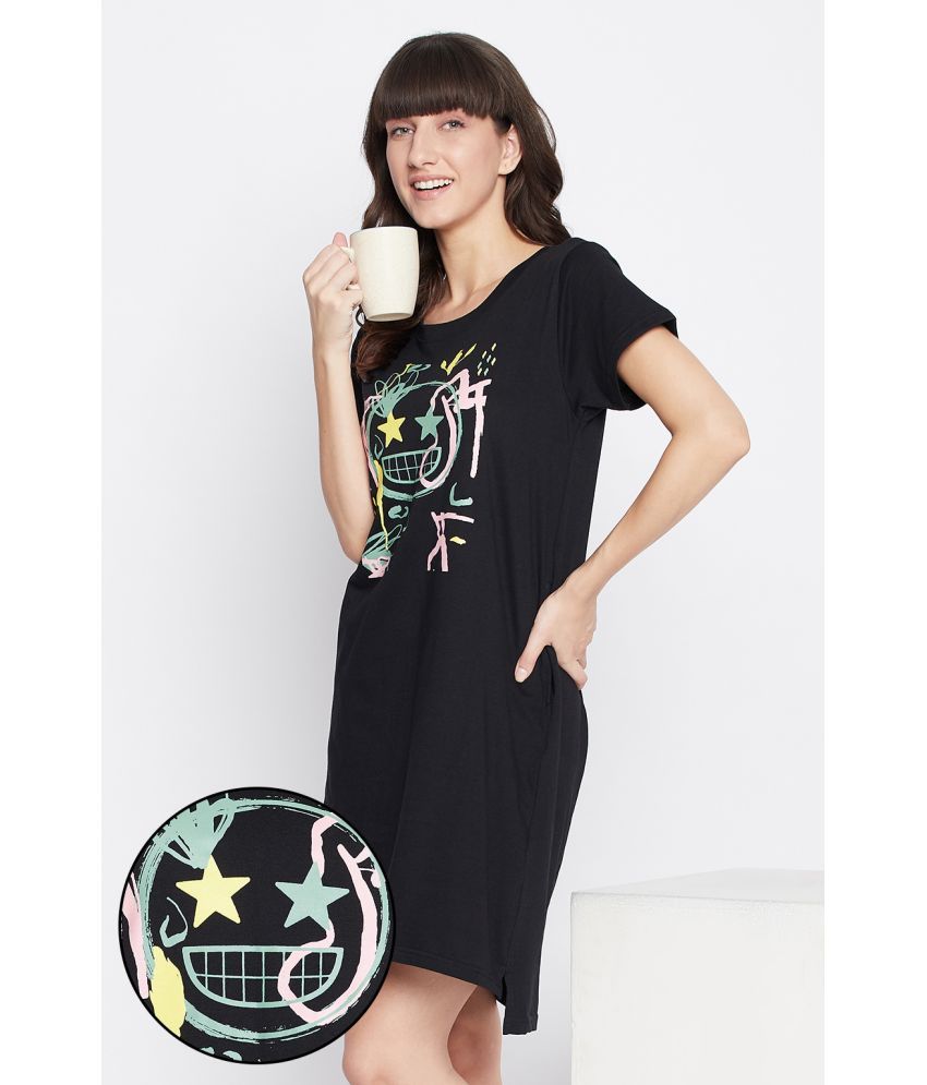     			Clovia Cotton Nighty & Night Gowns - Black Single