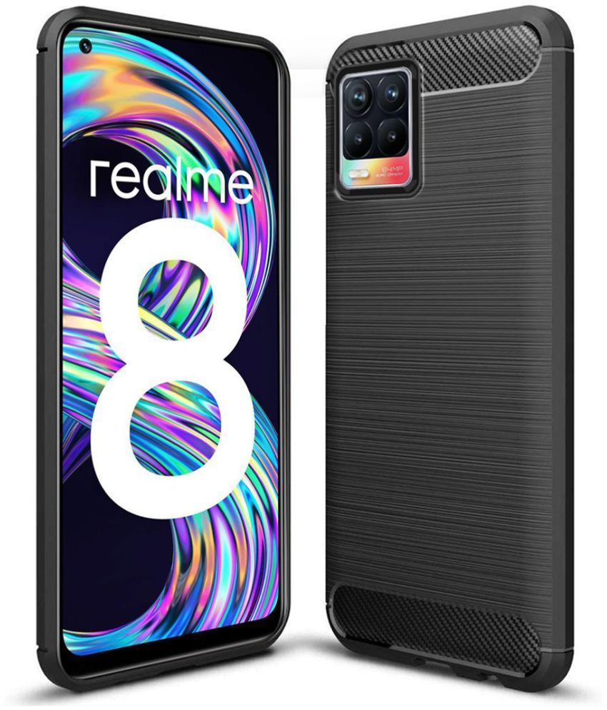     			Fashionury Black Plain Cases For Realme 8 -