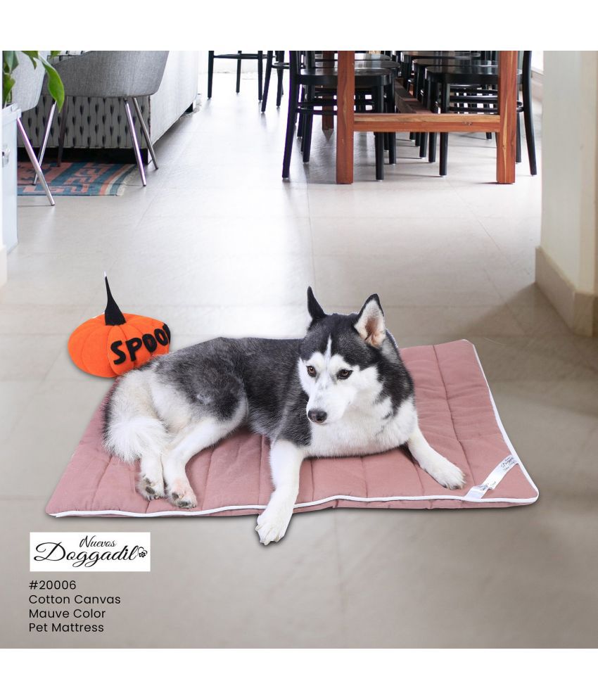     			Cotton Canvas Quilted Rectangle Cat Dog Pet Bed Mattress | Foldable Padded Pet Mat | Light Weighted Mattress for Pet_  Mauve