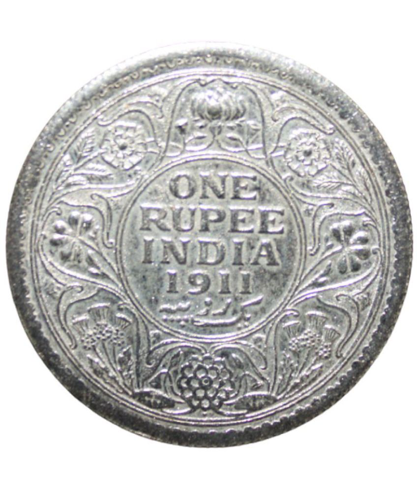     			Flipster - 1 Rupee 1911 5th King George india Silverplated Fancy Rare Coin 1 Numismatic Coins