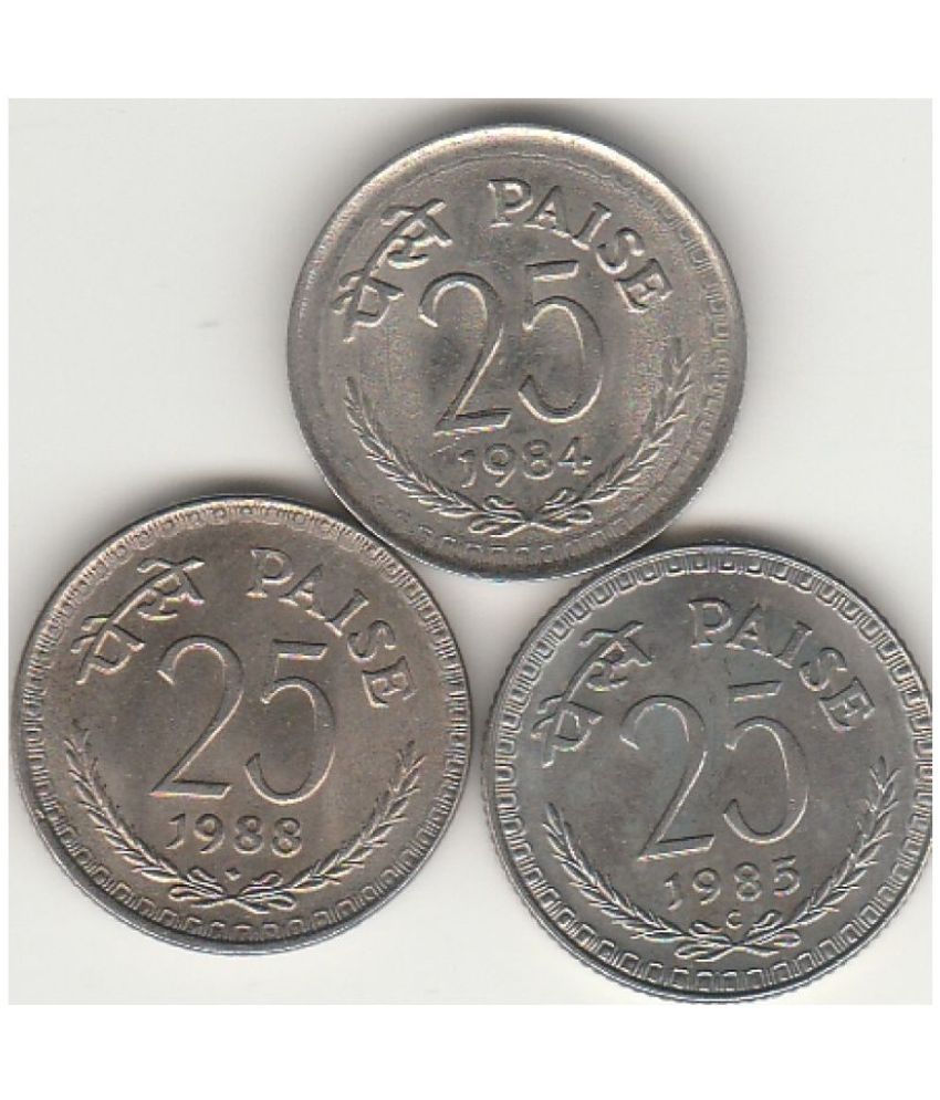     			NUMISMATTECLY RARE AND COLLECTIBLE .25 PESSA 1984 COLCATTA MINT-1985,[C] ROYAL MINT OTTOWA,CANNADA MINT  AND -1988-BOMBAY MINT THREE C01N SET EXTRA FINE TO GEM UNC CONDITION .