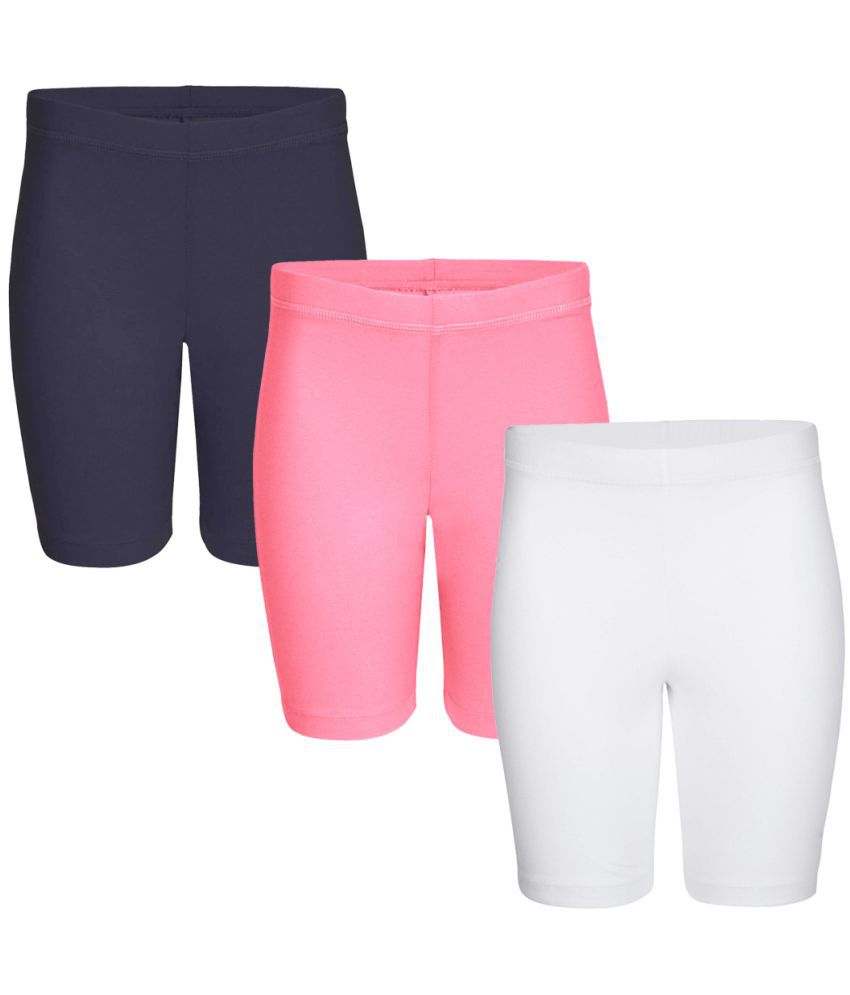     			2K Kids Slim Fit Plain Yoga and Jogging Cycling/Tights Shorts For Girls  (Navy Blue,White,Light Pink,13 Years - 14 Years) - Combo Pack Of 3 (2KGCS_C2_1314Y)