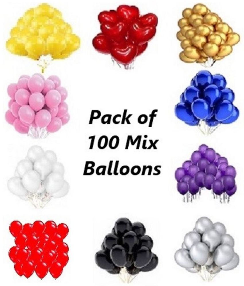     			GNGS Birthday / Anniversary Party Decoration Balloons-10 Balloons Each (Multicolored, Pack of 100)