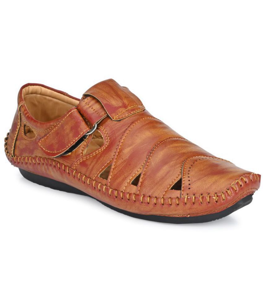     			Big Fox Tan Synthetic Leather Sandals