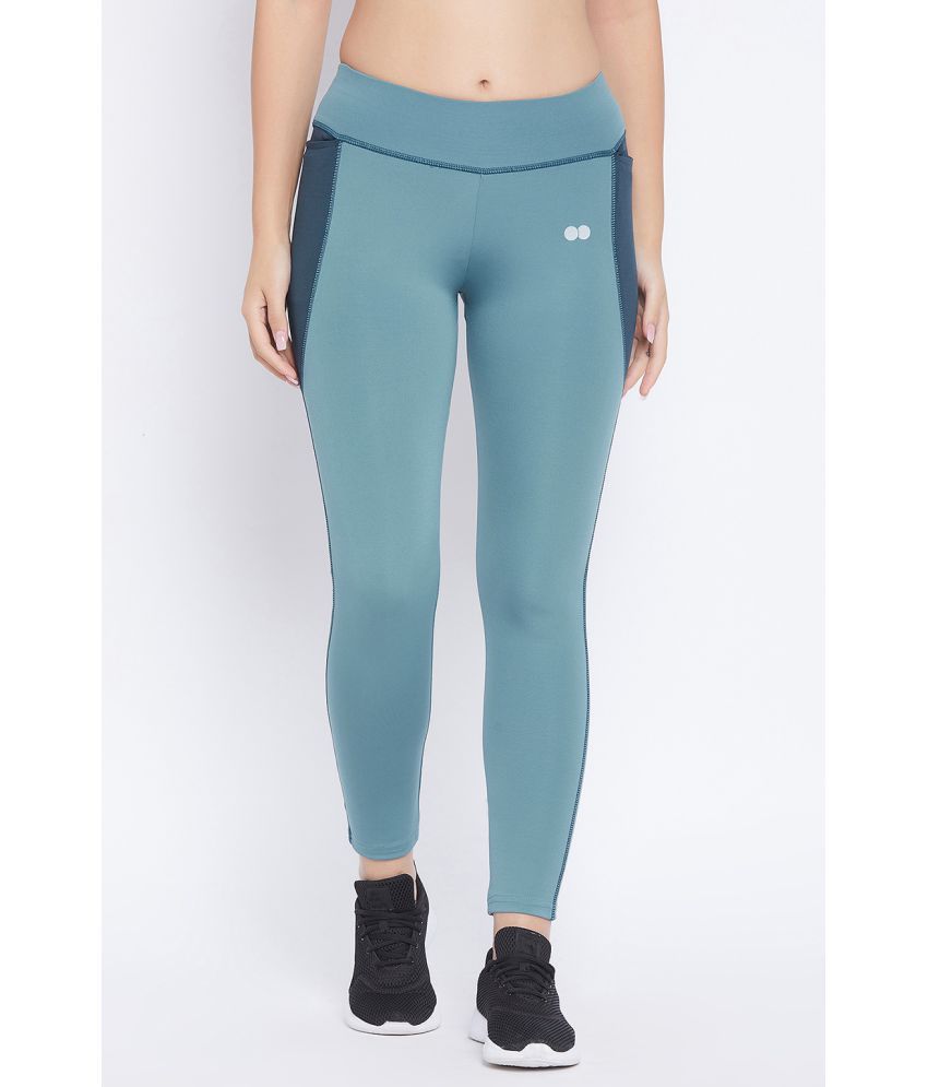     			Clovia Blue Polyester Solid Tights - Single