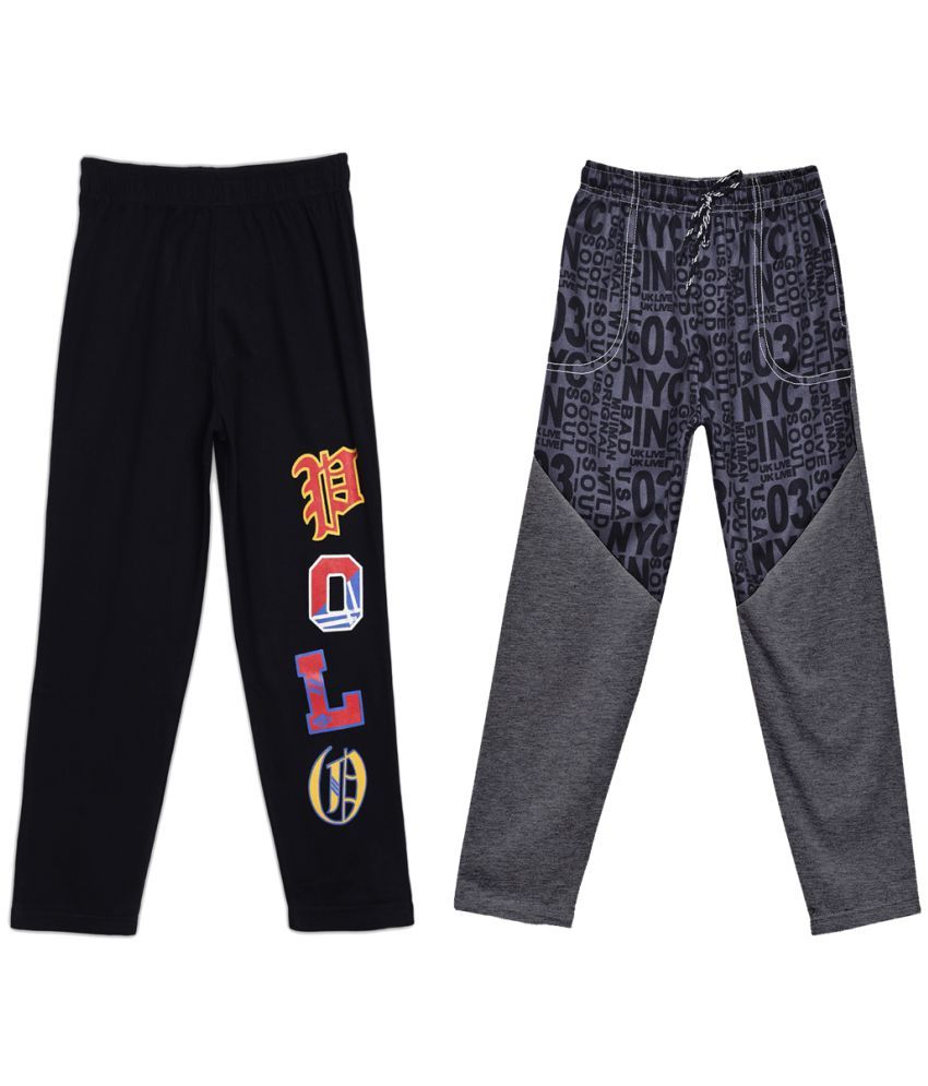     			Fashionable Charcoal:Black pack of 2 track pant in 100% cotton fabric  for boys