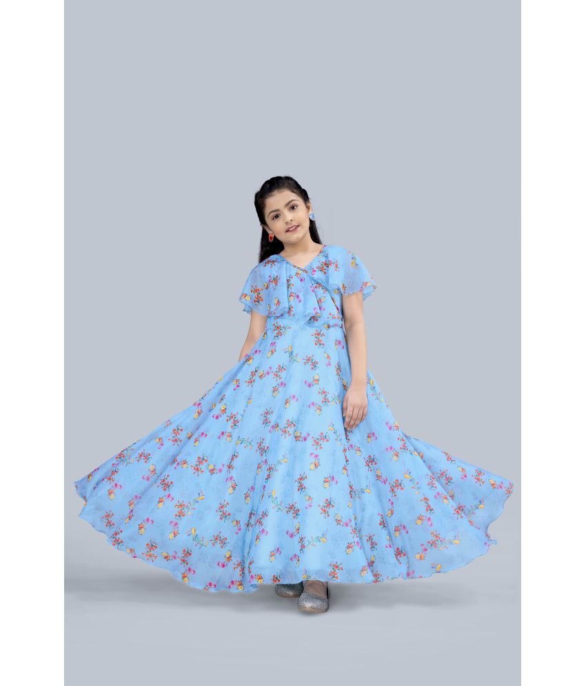     			MIRROW TRADE Silk Gowns For Girls ( Pack of 1 , Light Blue )