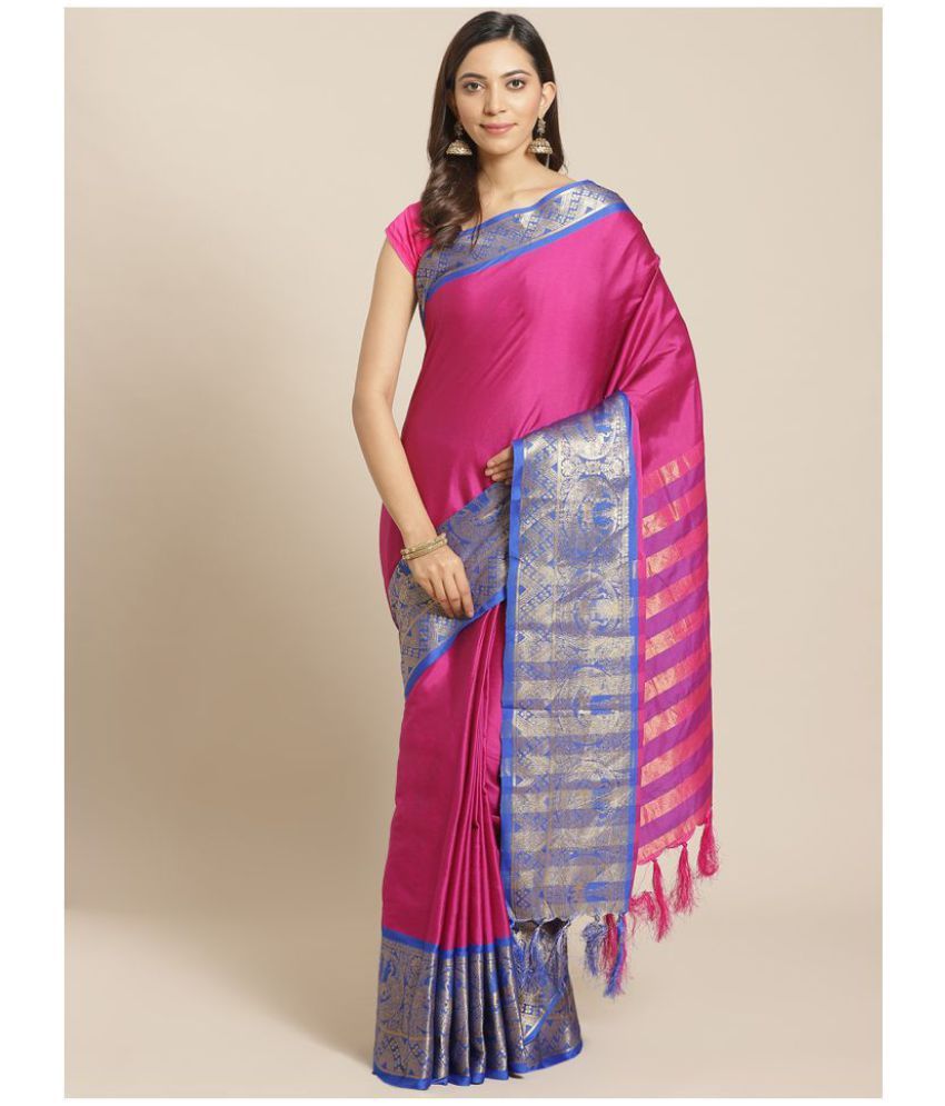     			Grubstaker Purple Cotton Saree - Single