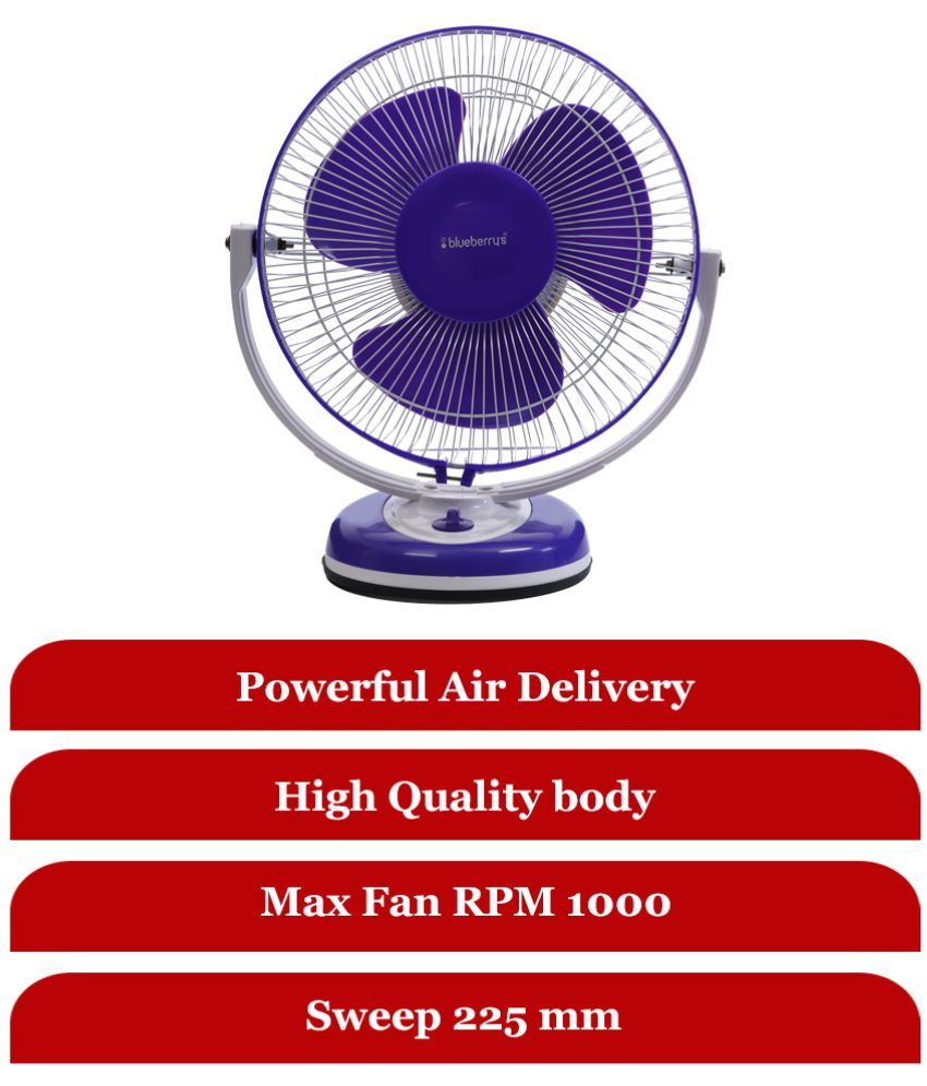 Blueberrys 230 High Speed Table Fan TableFan 48W 225mm Sweep 12'' Dia,3
