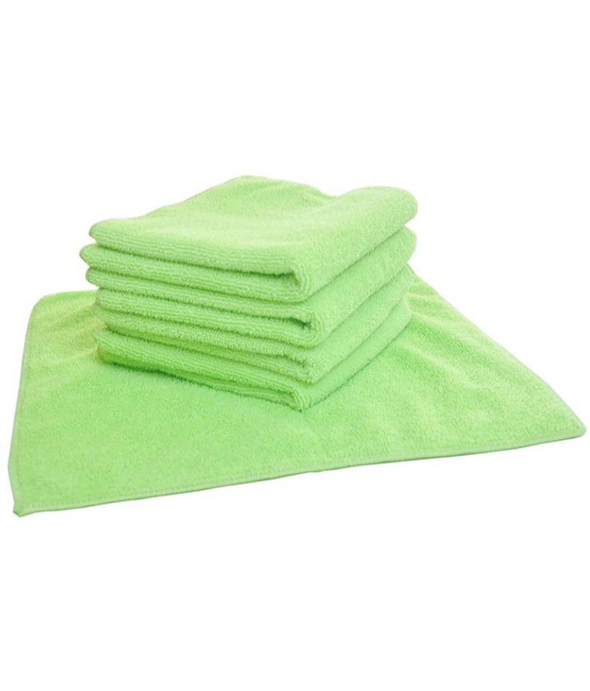 INGENS Microfiber Cleaning Cloths,40x40cms 400GSM Green-Colour! Highly Absorbent, Lint and Streak Free, Multi -Purpose Wash Cloth for Kitchen, Car, Window, Stainless Steel, Silverware.(Pack of 5)…