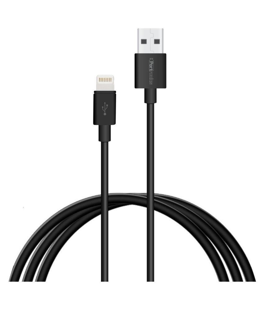     			Portronics Konnect Core Plus 8 Pin:2 M 8 Pin USB Cable ,Black (POR 1087)