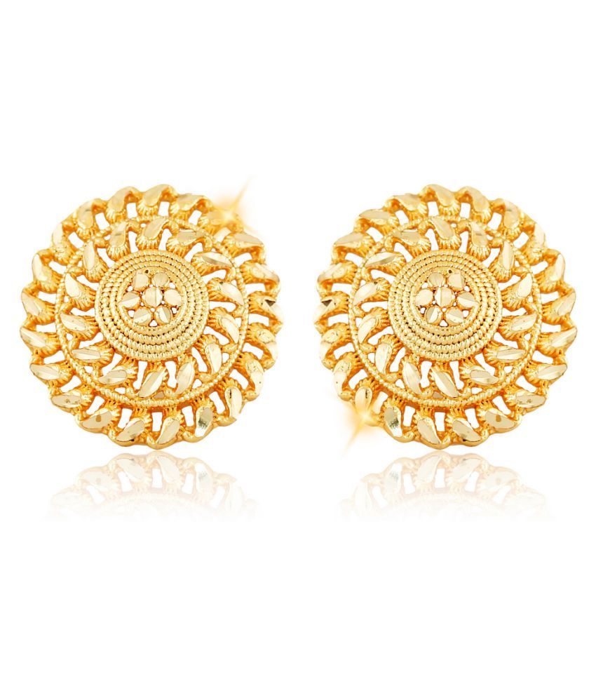 Vighnaharta Traditional South Screw Back Alloy Gold Plated Stud Earring 