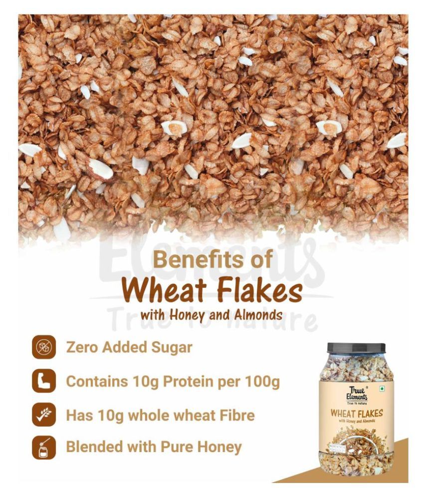 True Elements Wheat Flakes With Honey And Almonds 750g: Buy True ...