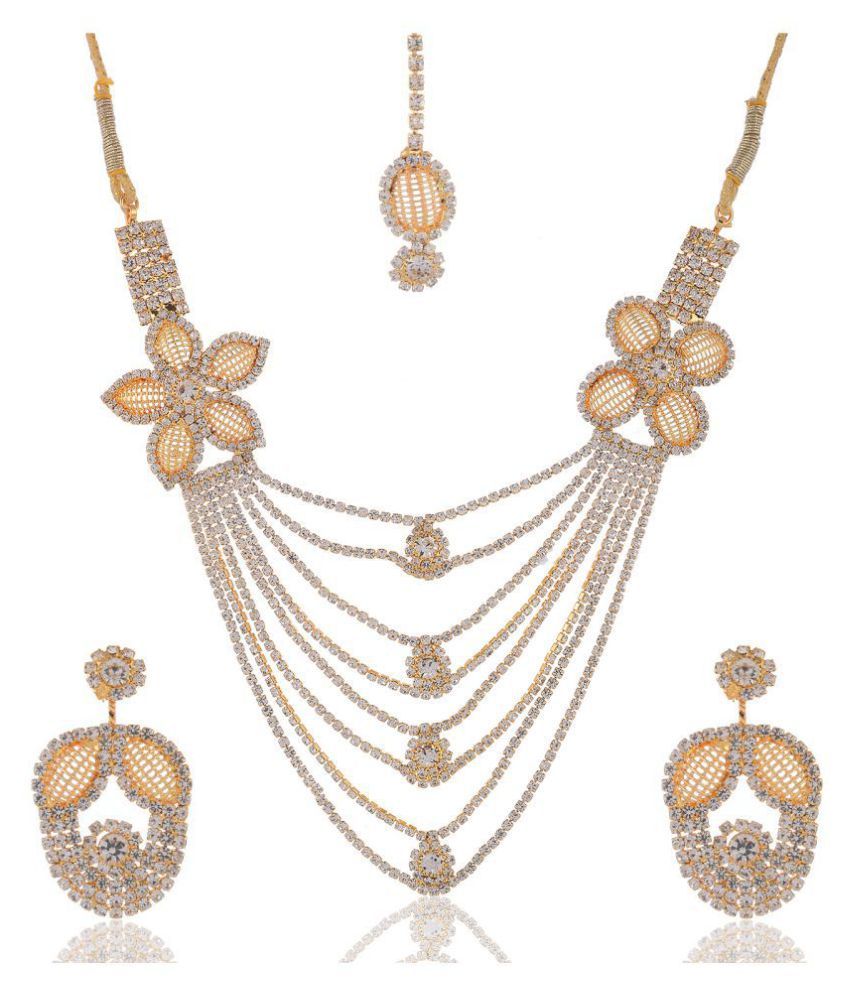     			Bhagya Lakshmi Alloy Off White Contemporary Traditional Necklaces Set