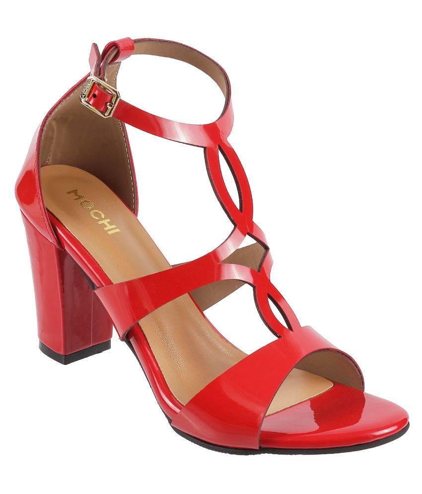 Mochi Red Block Heels Price in India- Buy Mochi Red Block Heels Online at Snapdeal