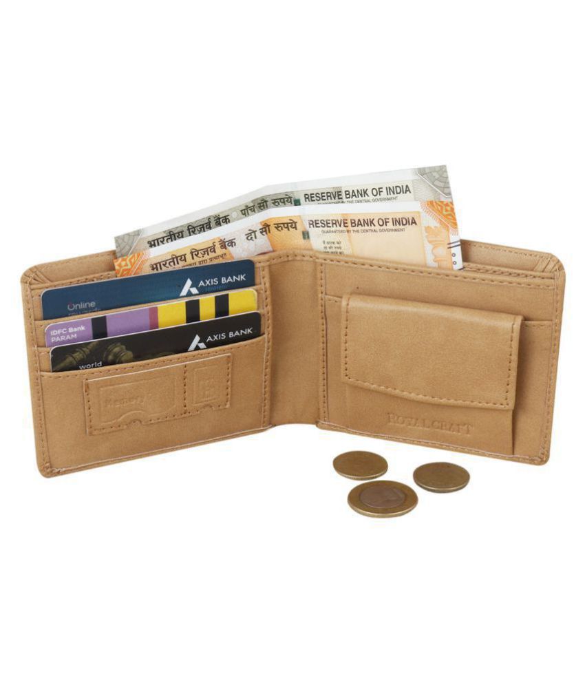     			Royal Craft - Khaki PU Men's Two Fold Wallet ( Pack of 1 )