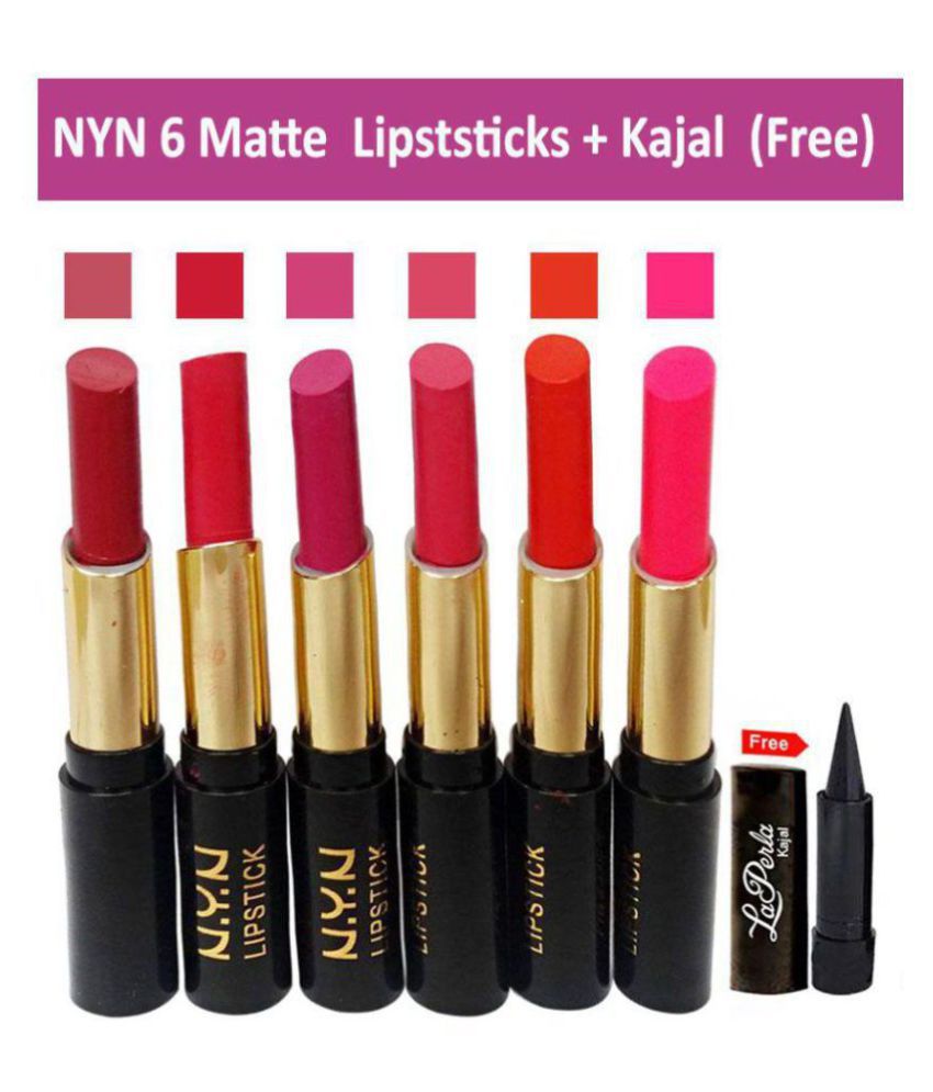     			NYN Moisturzing Matte & Shiny Rich Col Lipstick Pack Of 6 Gift Pack Kajal