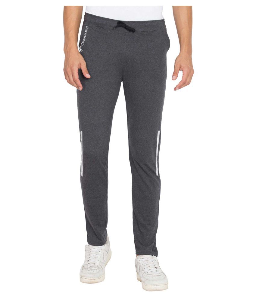 American-Elm Dark Grey Cotton Track pants for Men Slim Fit, Sports ...