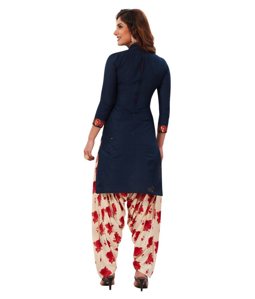 Baalar Blue Cotton Dress Material - Buy Baalar Blue Cotton Dress Material Online at Best Prices 