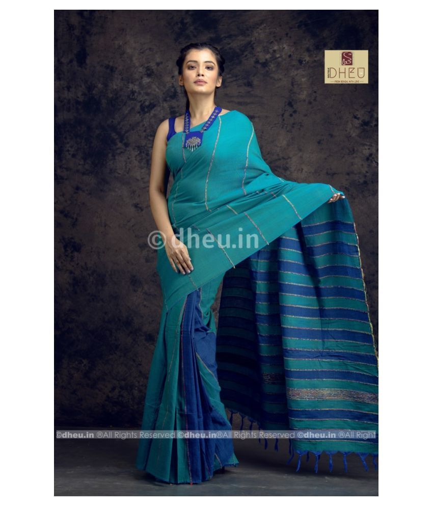 Boutique Dheu Blue Bengal Handloom Saree Buy Boutique Dheu Blue Bengal Handloom Saree Online At Low Price Snapdeal Com