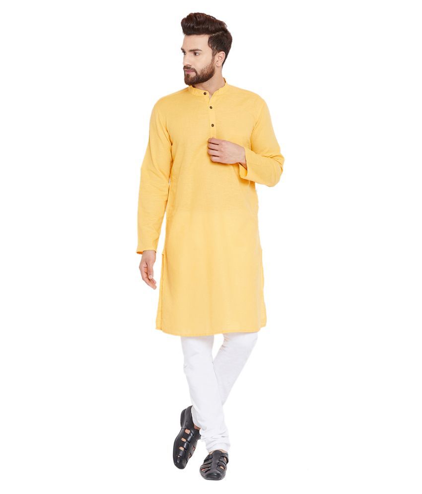     			SKAVIJ Gold Cotton Kurta Pyjama Set