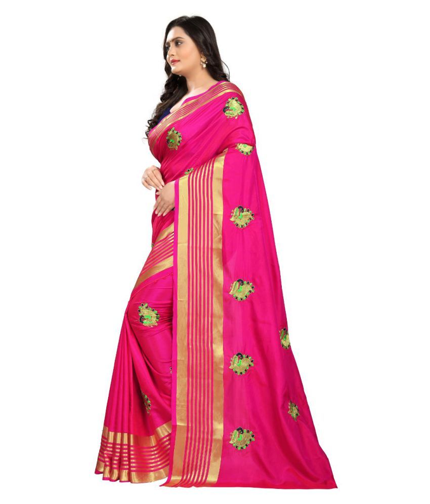 Fashion Corner Pink Satin Saree Buy Fashion Corner Pink Satin Saree