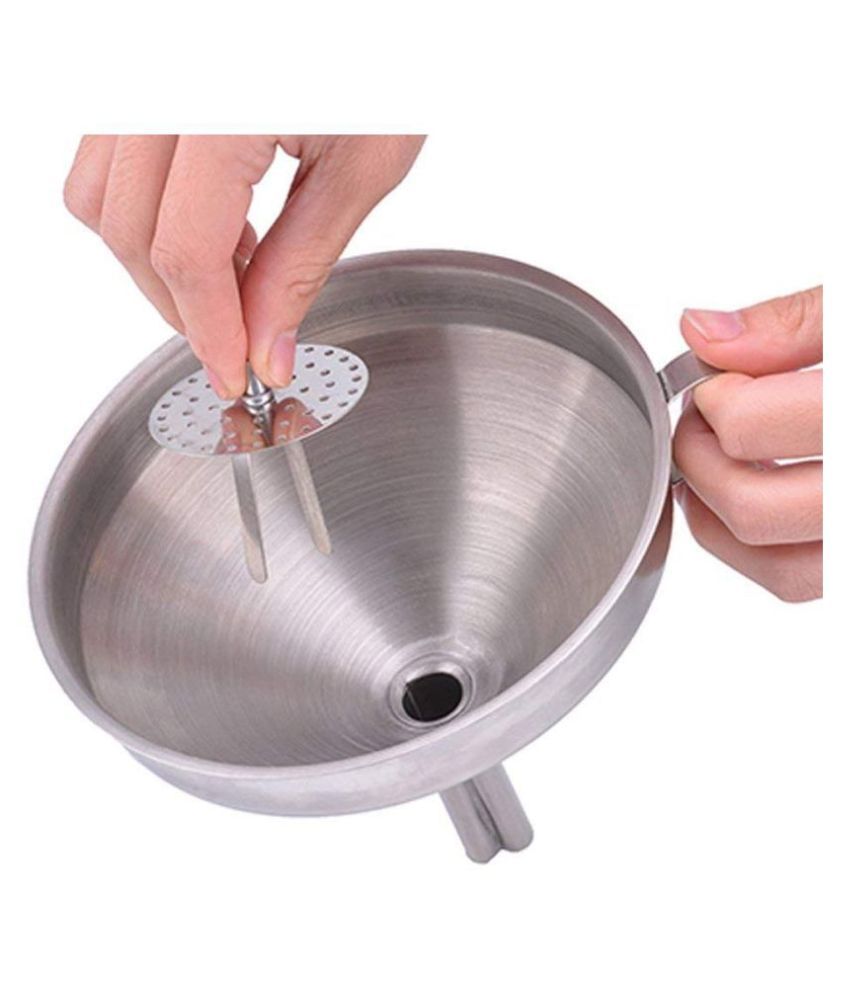 Stainless Steel Large Funnel with Detachable Strainer/Filter for