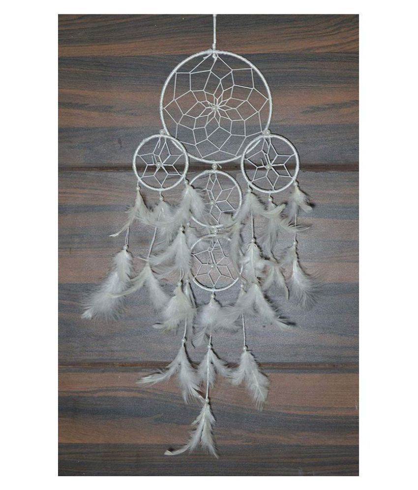     			Lucky Traders Feather White Dream Catcher - Pack of 1 ( X cms )