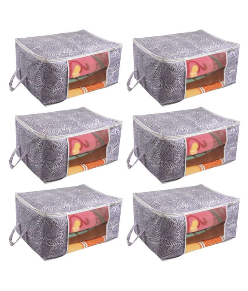     			Prettykrafts Underbed Storage Bag, Storage Organizer, Blanket Cover with Side Handles (Set of 6 pcs)