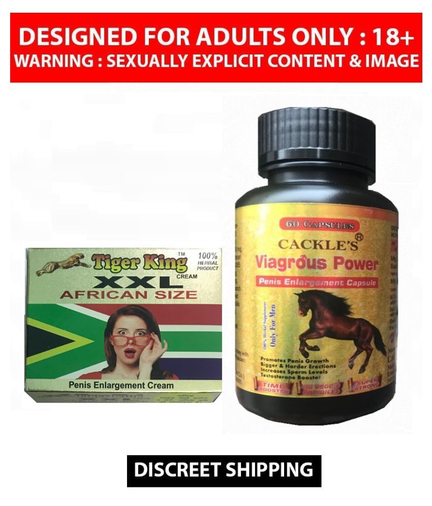 Cackle's Viagrous Power Herbal Penis Enlargement Capsule 60 no.s & Tiger King XXL African Size